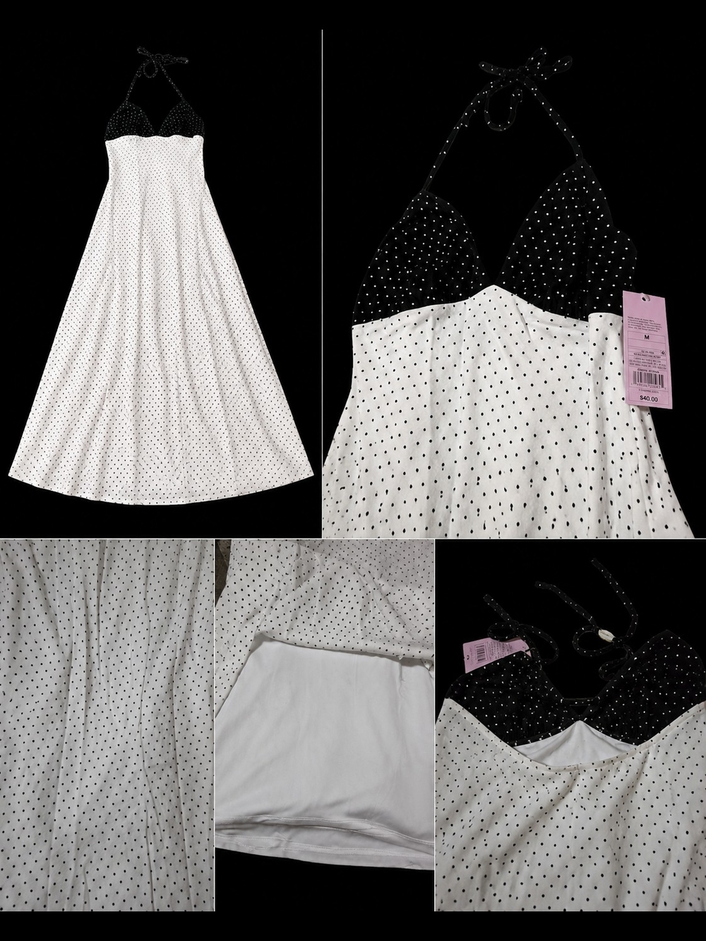 wild fable Black & White Polka Dot Halter Backless Maxi Dress - Picture 3 of 3